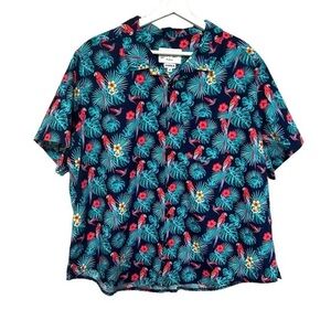 GFW gender fluid Charlie 8 button down shirt 2X tropical short sleeve‎ cotton